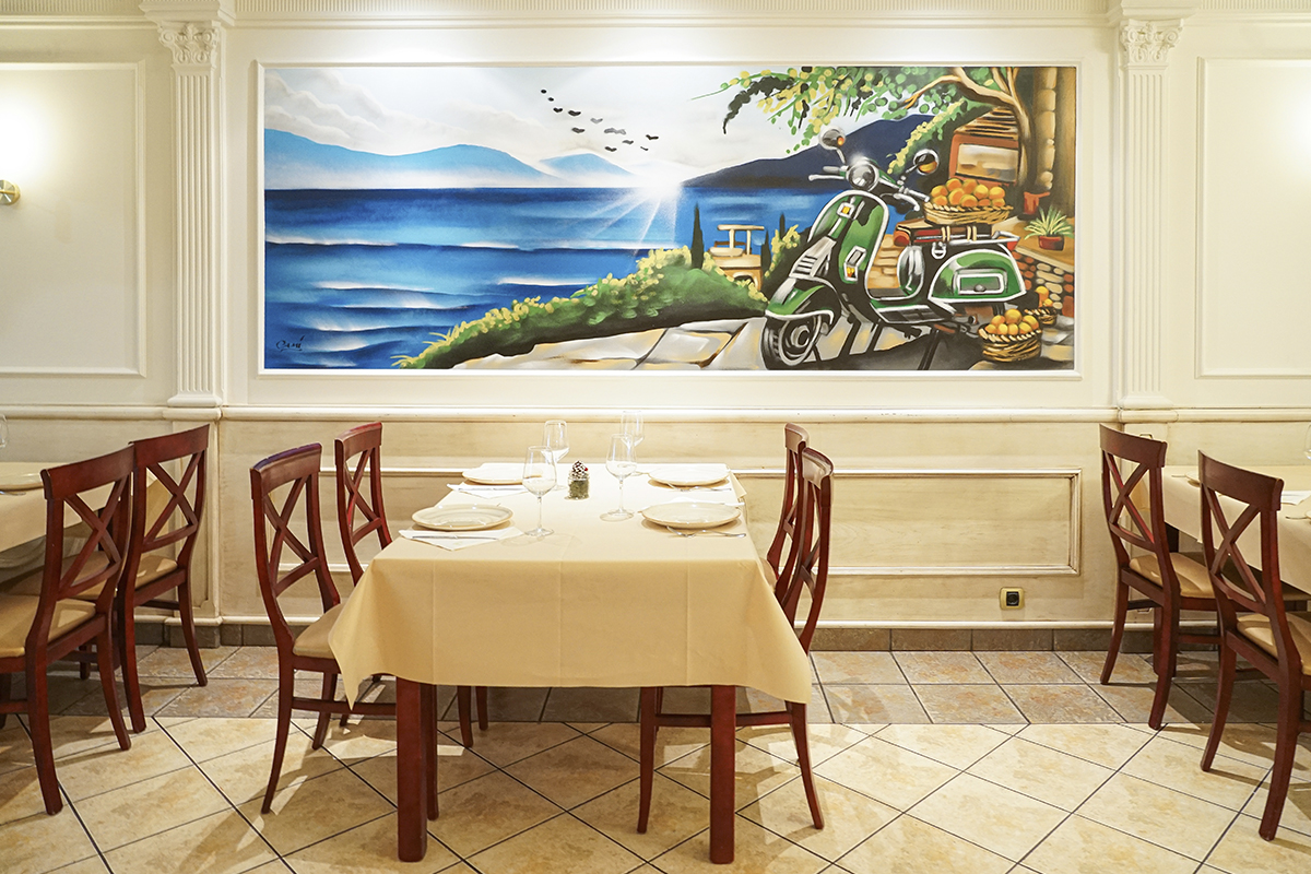Detalle del salón de Trattoria do Gato